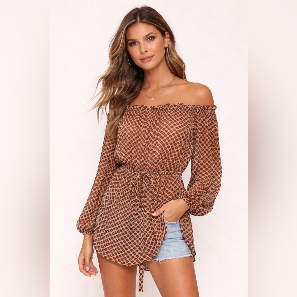 Forever 21 Geometric Brown Top